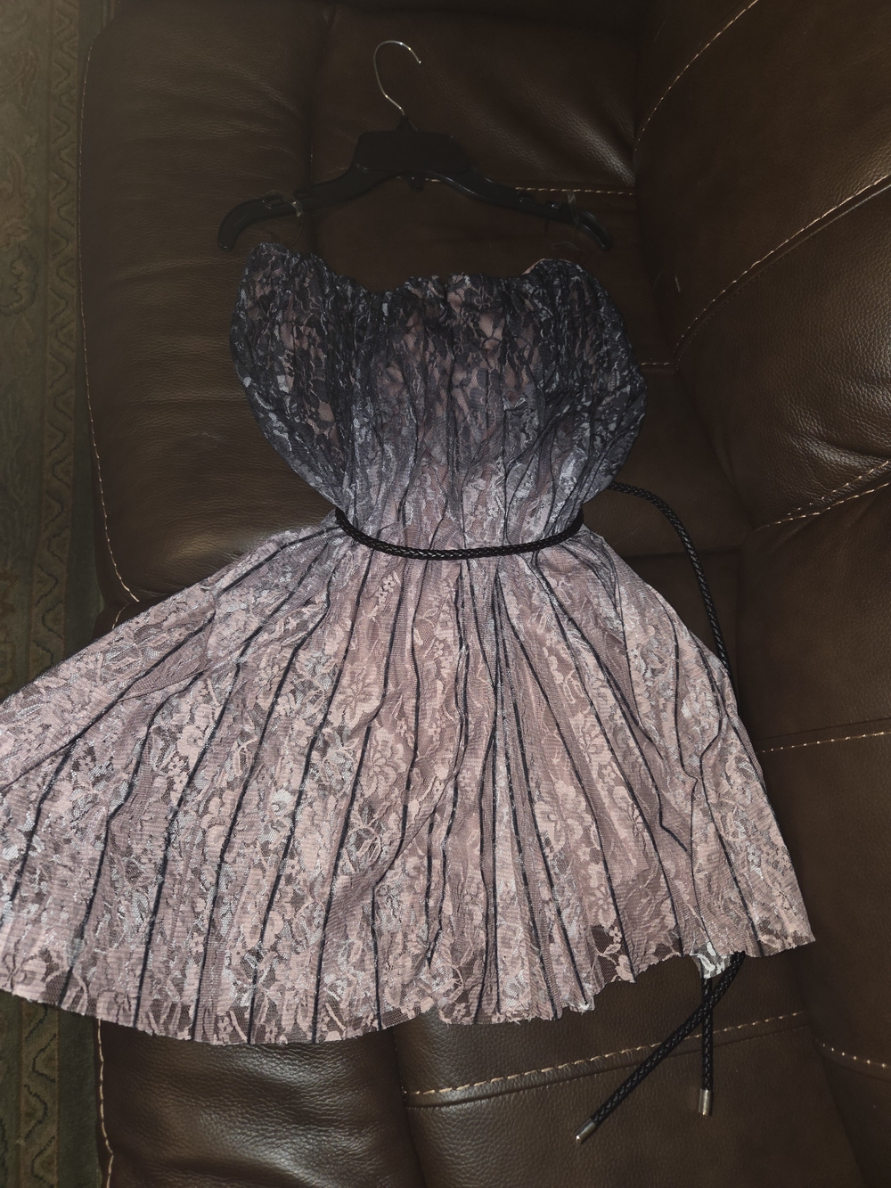 L'ATISTE Strapless Pink Lace Pleated Cocktail Dress